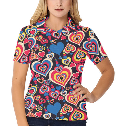 Heart Pattern Print Design HE08 Women's Polo Shirt