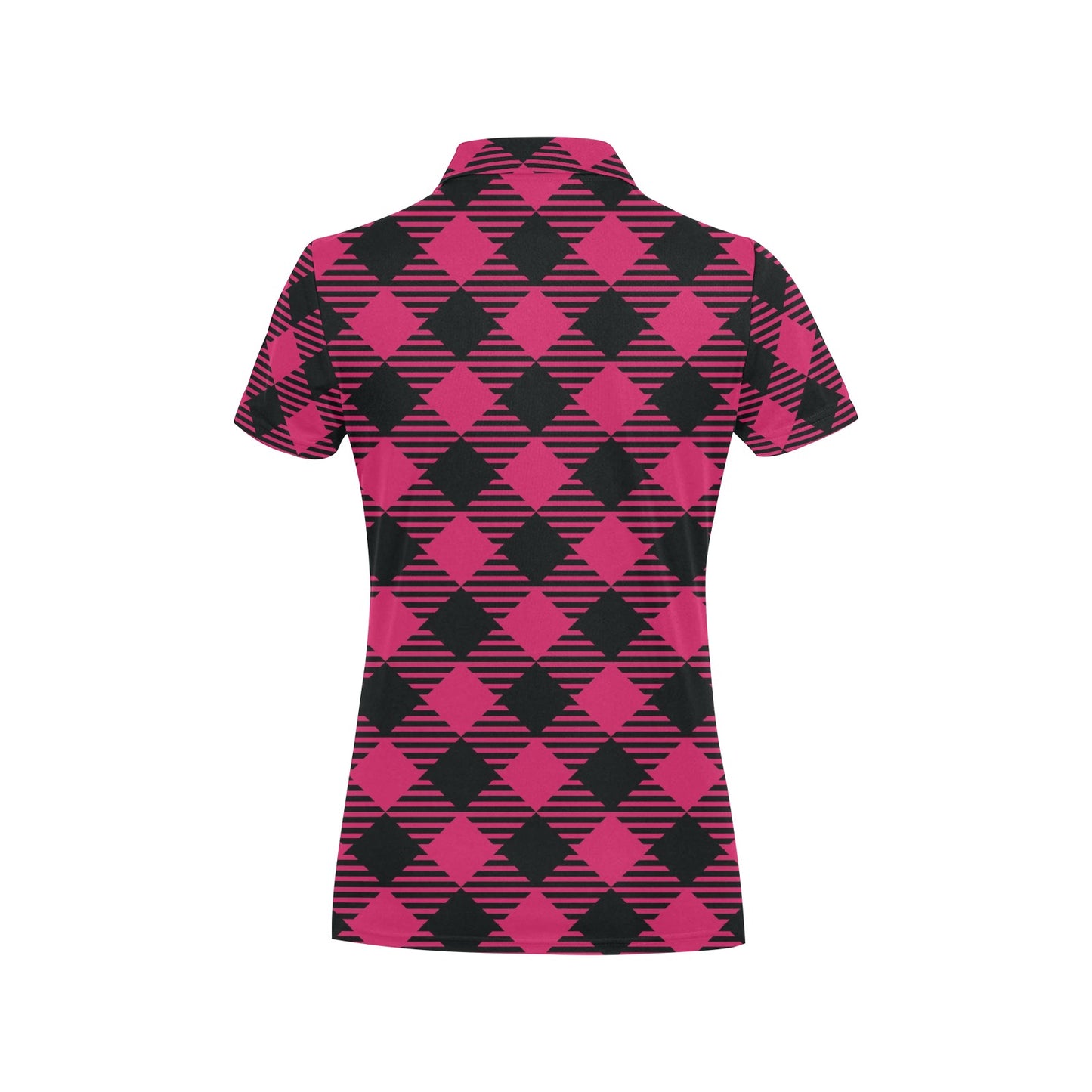 Buffalo check Pink Pattern Print Design 01 Women's Polo Shirt