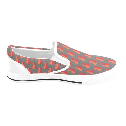 Cello Print Design LKS401 White Slip Ons Canvas Women's Shoes