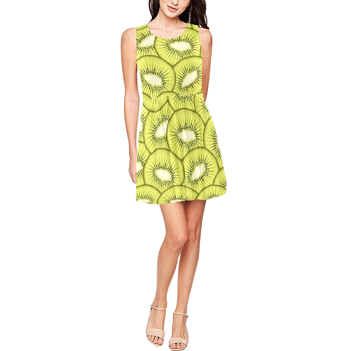 Kiwi Pattern Print Design KW07 Sleeveless Dress