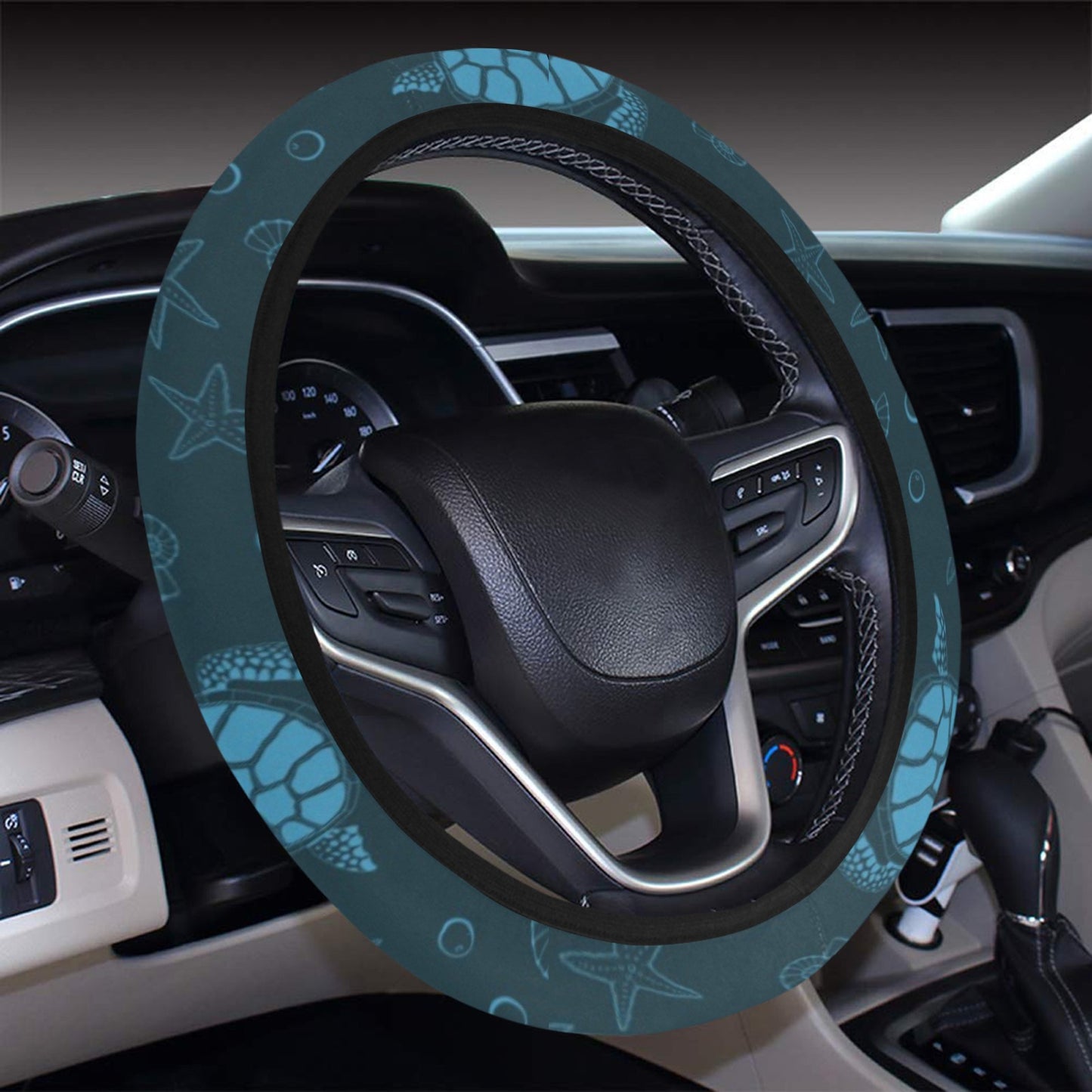 Sea Turtle Print Design LKS308 Steering Wheel Cover with Elastic Edge