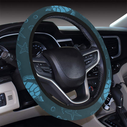 Sea Turtle Print Design LKS308 Steering Wheel Cover with Elastic Edge