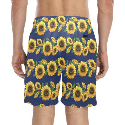 Sunflower Print Design LKS307 Men's Swim Trunks Beach Shorts