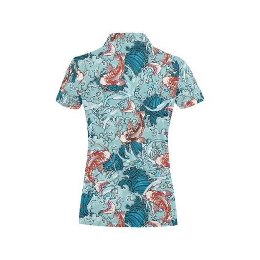 KOI Fish Pattern Print Design 05 Women's Polo Shirt