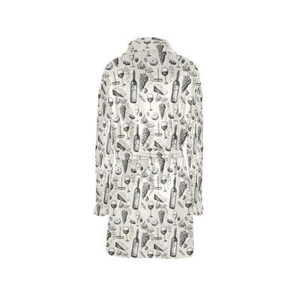 Wine Themed Print Design LKS306 Women's Fleece Robe