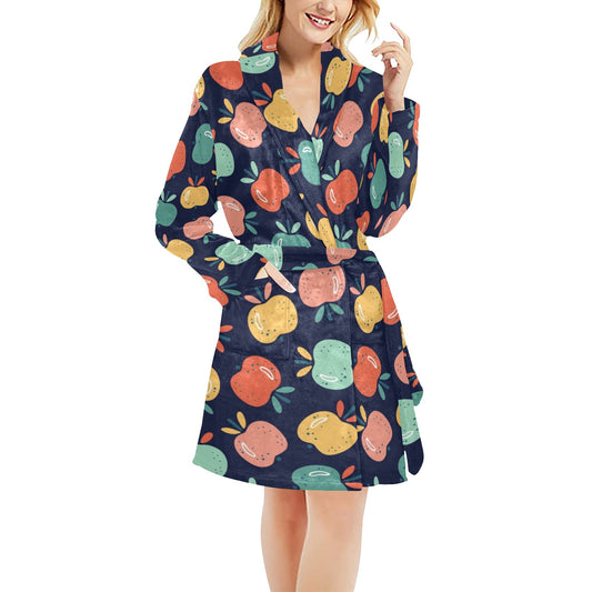 Apple Pattern Print Design AP09 Women's Fleece Robe
