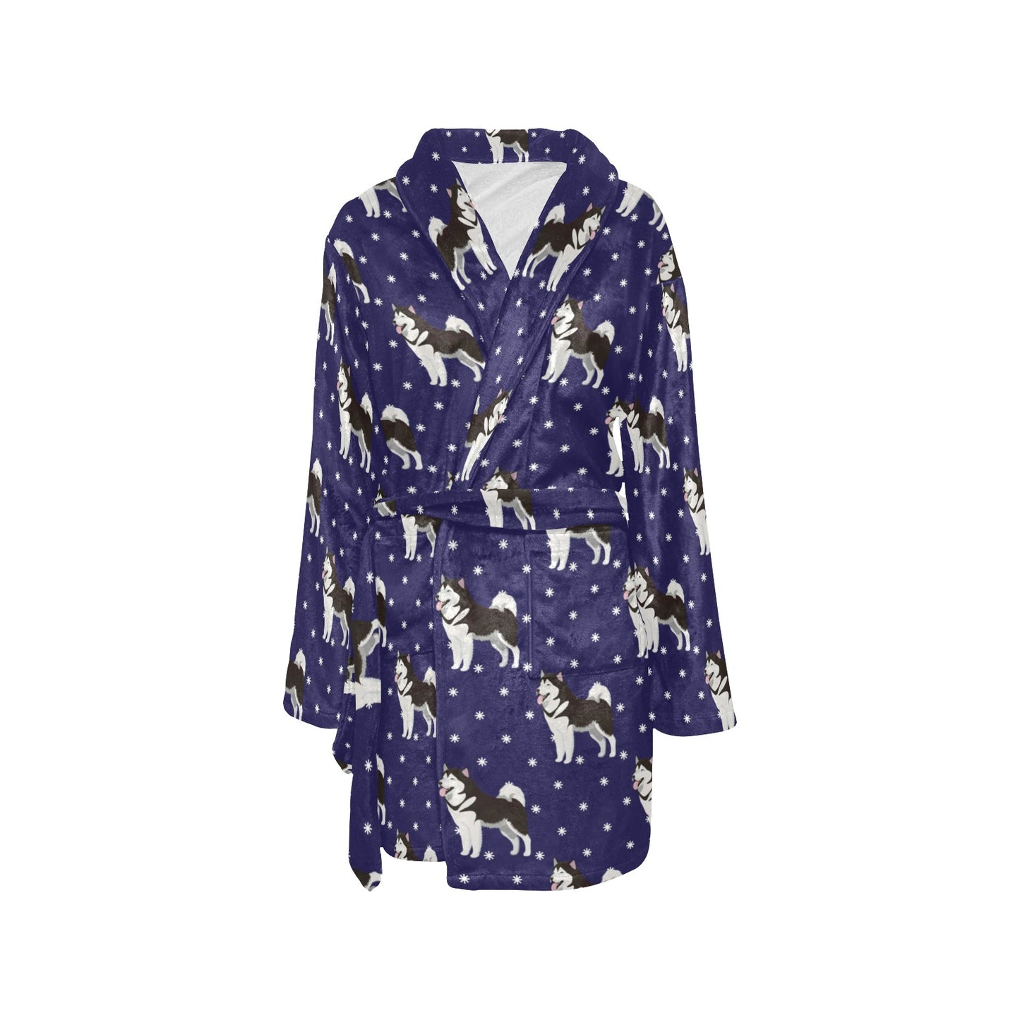 Alaskan Malamute Pattern Print Design 04 Women's Fleece Robe