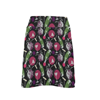 Wine Print Design LKS307 17" Golf & Pickleball Skort with Pockets