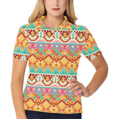 Aztec Pattern Print Design 03 Women's Polo Shirt