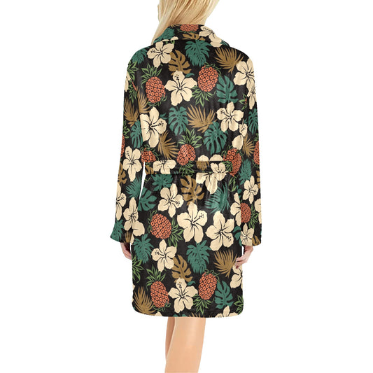 Hawaiian Themed Pattern Print Design H08 Women's Fleece Robe