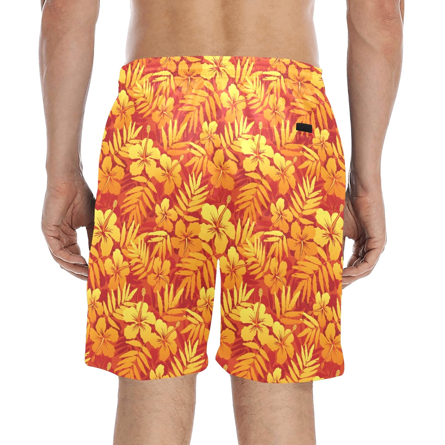 Hibiscus Summer Print Design LKS302 Men's Swim Trunks Beach Shorts