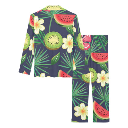 Tropical Fruits Pattern Print Design TF05 Women's Long Pajama Set