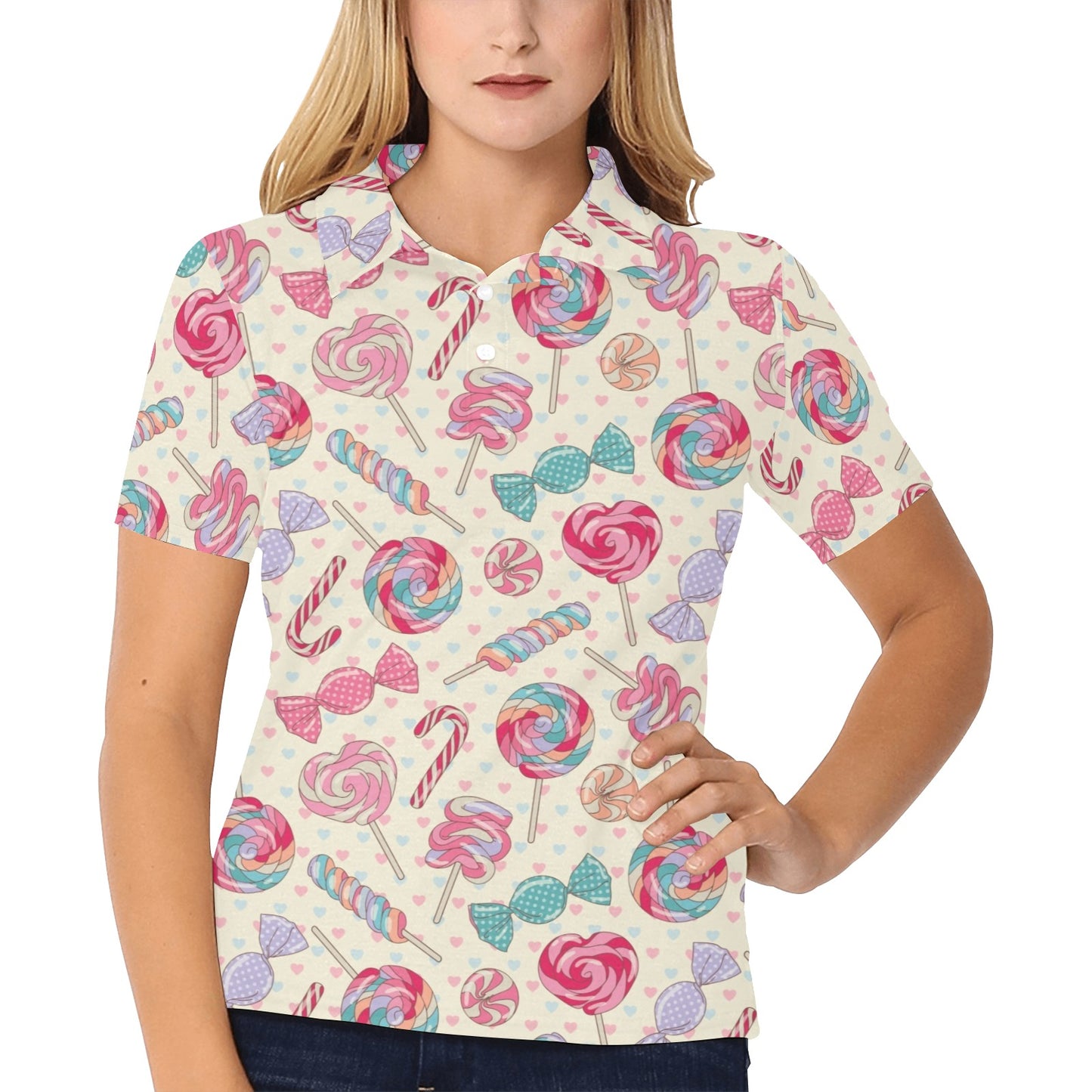 Candy Pattern Print Design CA04 Women's Polo Shirt