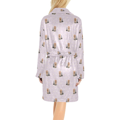 Yorkshire Terriers Print Design LKS302 Women's Fleece Robe