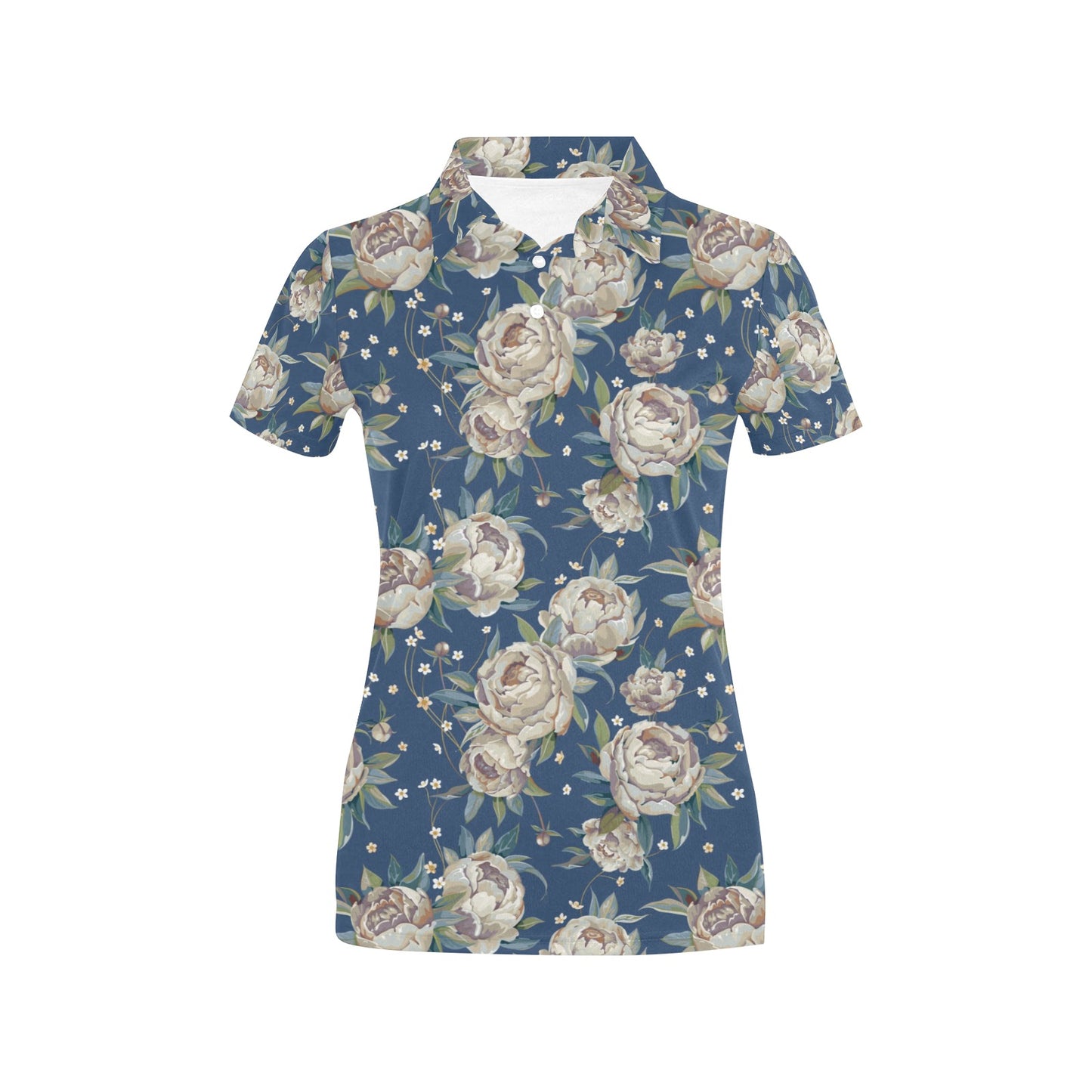 Peony Pattern Print Design A03 Women's Polo Shirt