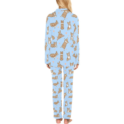 Pembroke Welsh Corgis Pattern Print Design A05 Women's Long Pajama Set