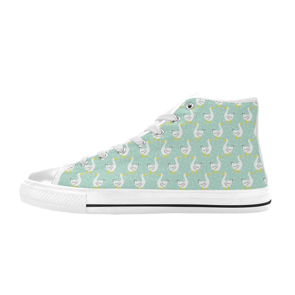 Goose Print Design LKS404 Men's High Top Canvas Shoes