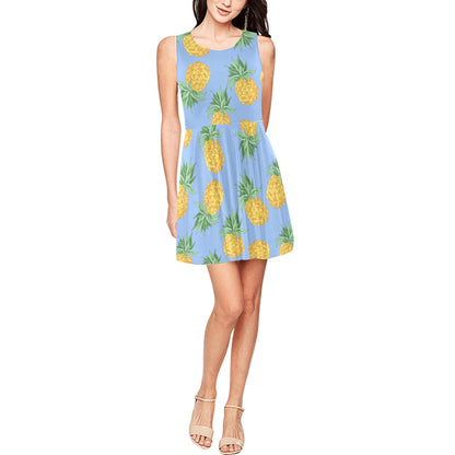 Pineapple Pattern Print Design A04 Sleeveless Dress