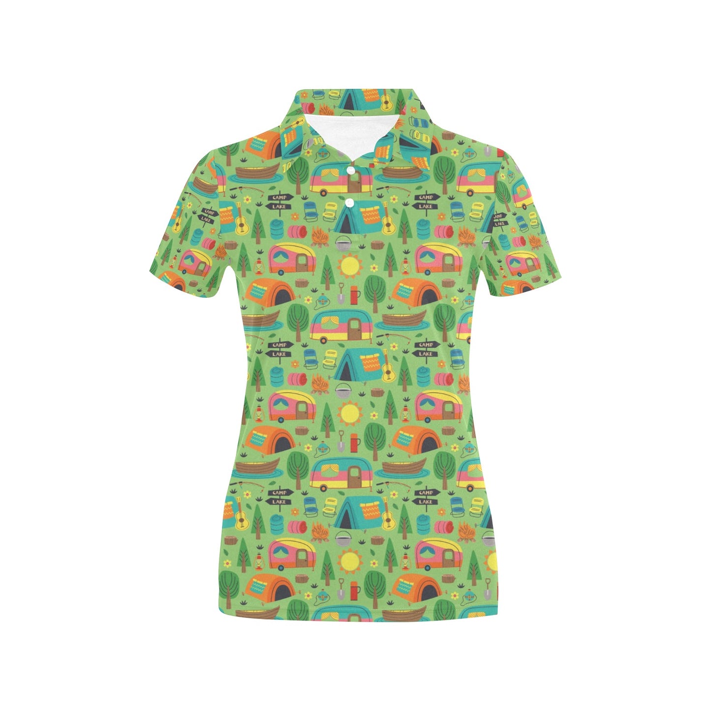 Camping Camper Pattern Print Design 04 Women's Polo Shirt