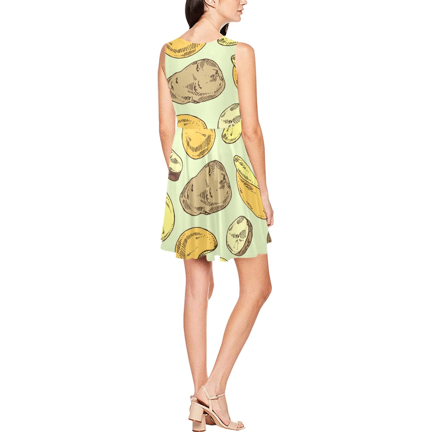 Potato Pattern Print Design A03 Sleeveless Dress