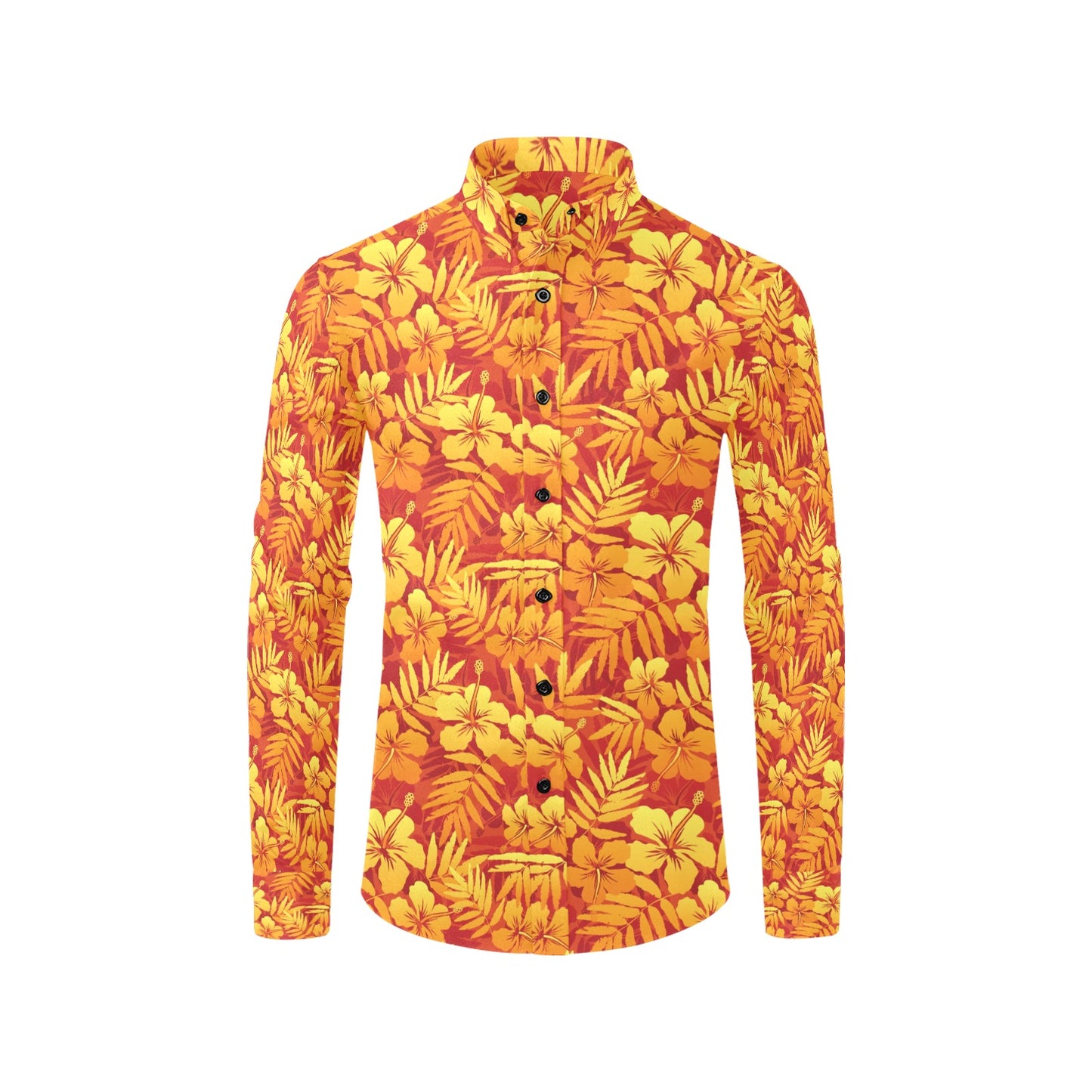 Hibiscus Summer Print Design LKS302 Men's Long Sleeve Dress Shirt