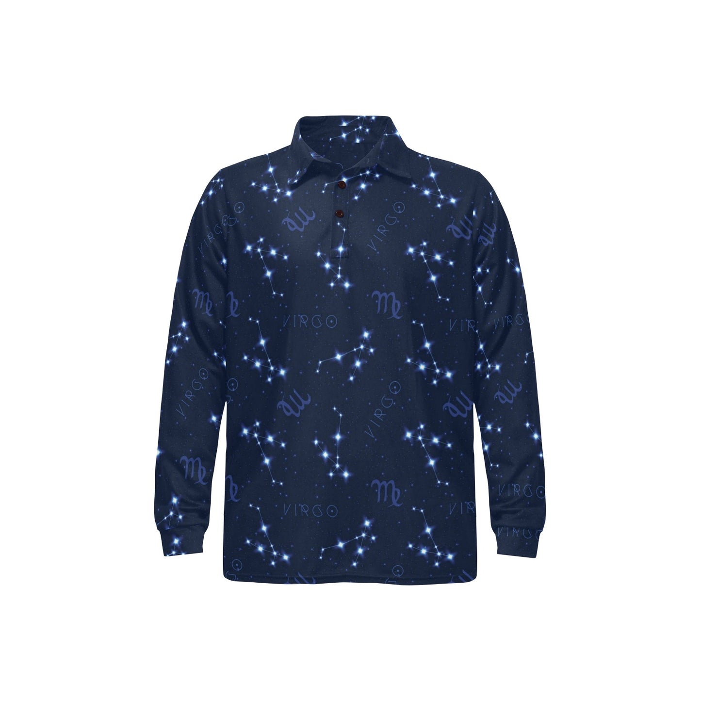 Virgo Print Design LKS303 Long Sleeve Polo Shirt For Men's