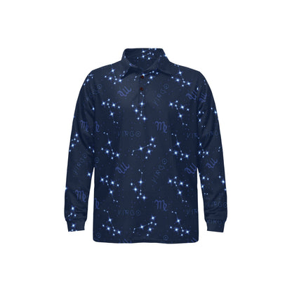 Virgo Print Design LKS303 Long Sleeve Polo Shirt For Men's