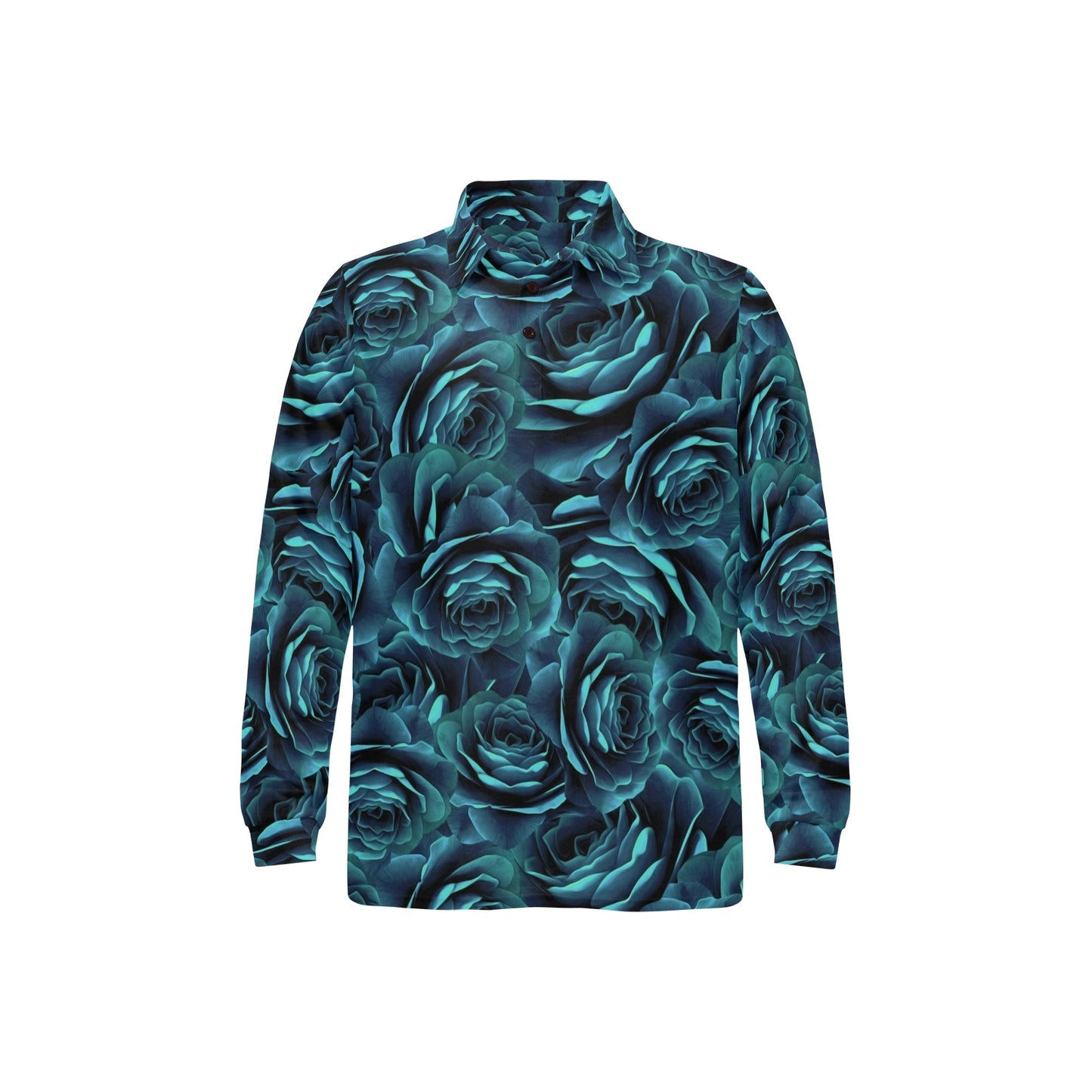 Camellia Pattern Print Design CM04 Long Sleeve Polo Shirt For Men's