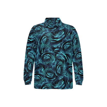 Camellia Pattern Print Design CM04 Long Sleeve Polo Shirt For Men's