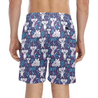 Koala Cute Themed Design Print Men's Swim Trunks Beach Shorts