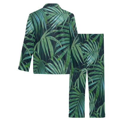 Tropical Flower Pattern Print Design TF011 Men's Long Pajama Set