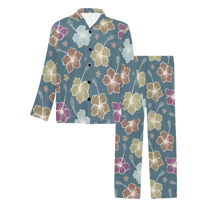 Hibiscus Pattern Print Design HB033 Men's Long Pajama Set