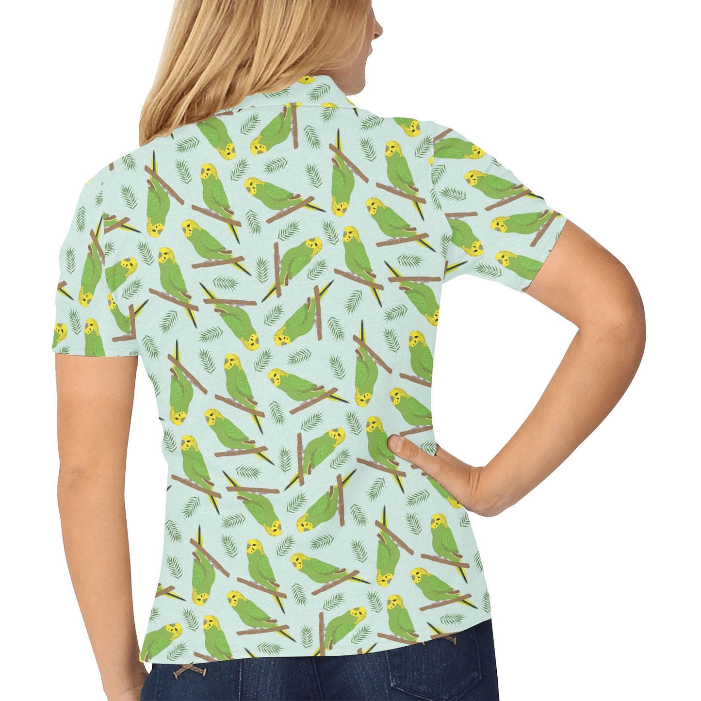 Budgerigar Pattern Print Design 04 Women's Polo Shirt