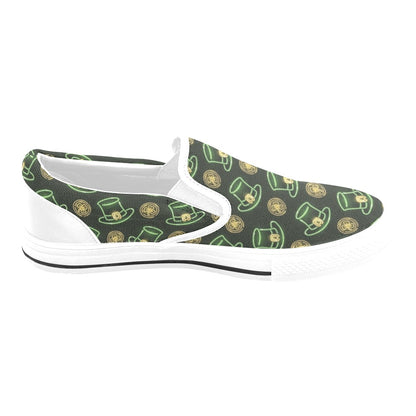 St Patricks Day Print Design LKS308 White Slip Ons Canvas Women's Shoes