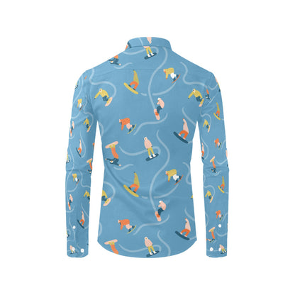 Snowboard Print Design LKS303 Men's Long Sleeve Dress Shirt
