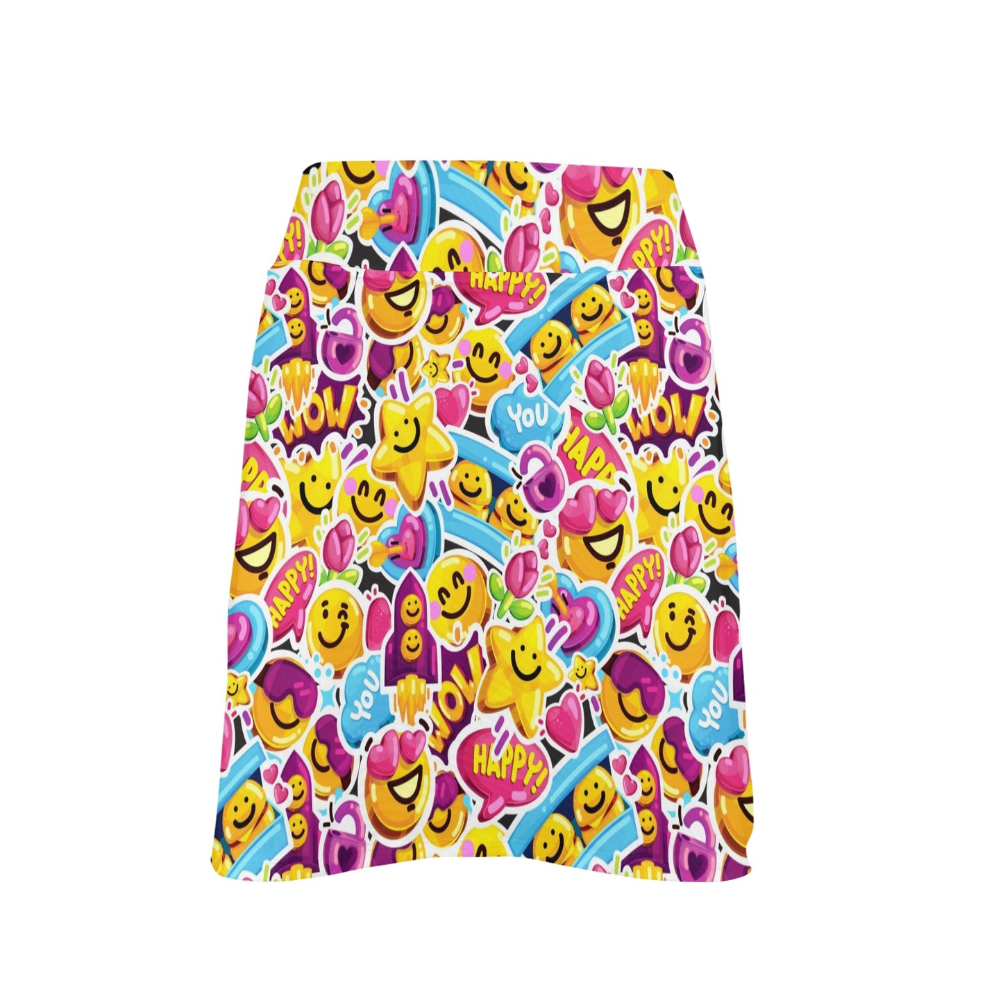 Emoji Sticker Print Pattern 17" Golf & Pickleball Skort with Pockets
