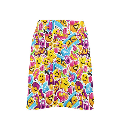 Emoji Sticker Print Pattern 17" Golf & Pickleball Skort with Pockets