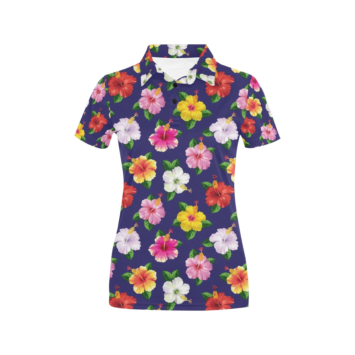 Hibiscus Colorful Print Design LKS301 Women's Polo Shirt