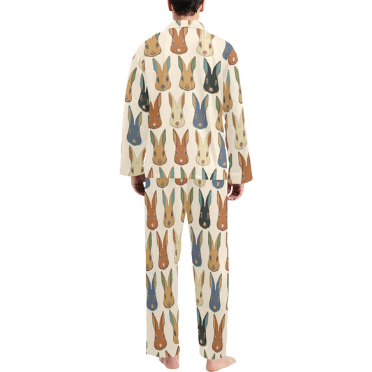 Rabbit Pattern Print Design RB04 Men's Long Pajama Set