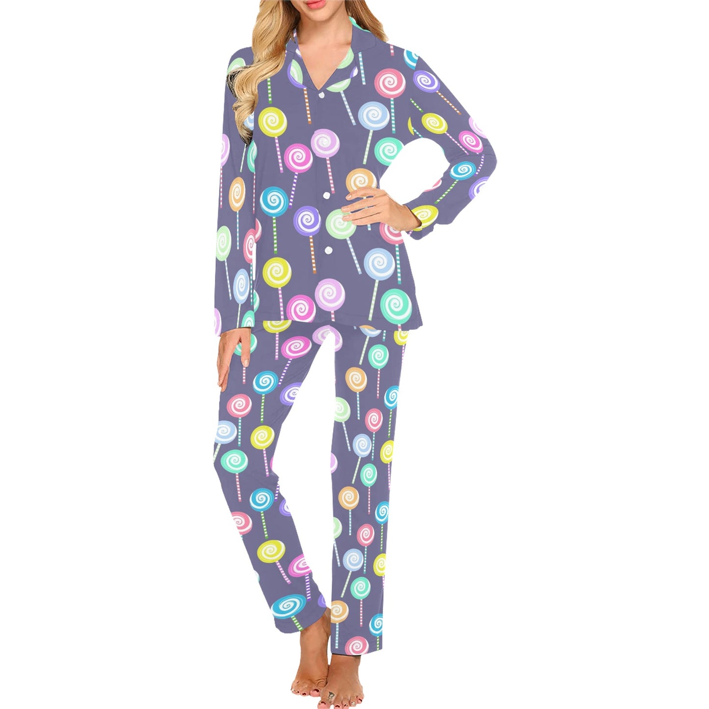 Lollipop Pattern Print Design LL03 Women's Long Pajama Set