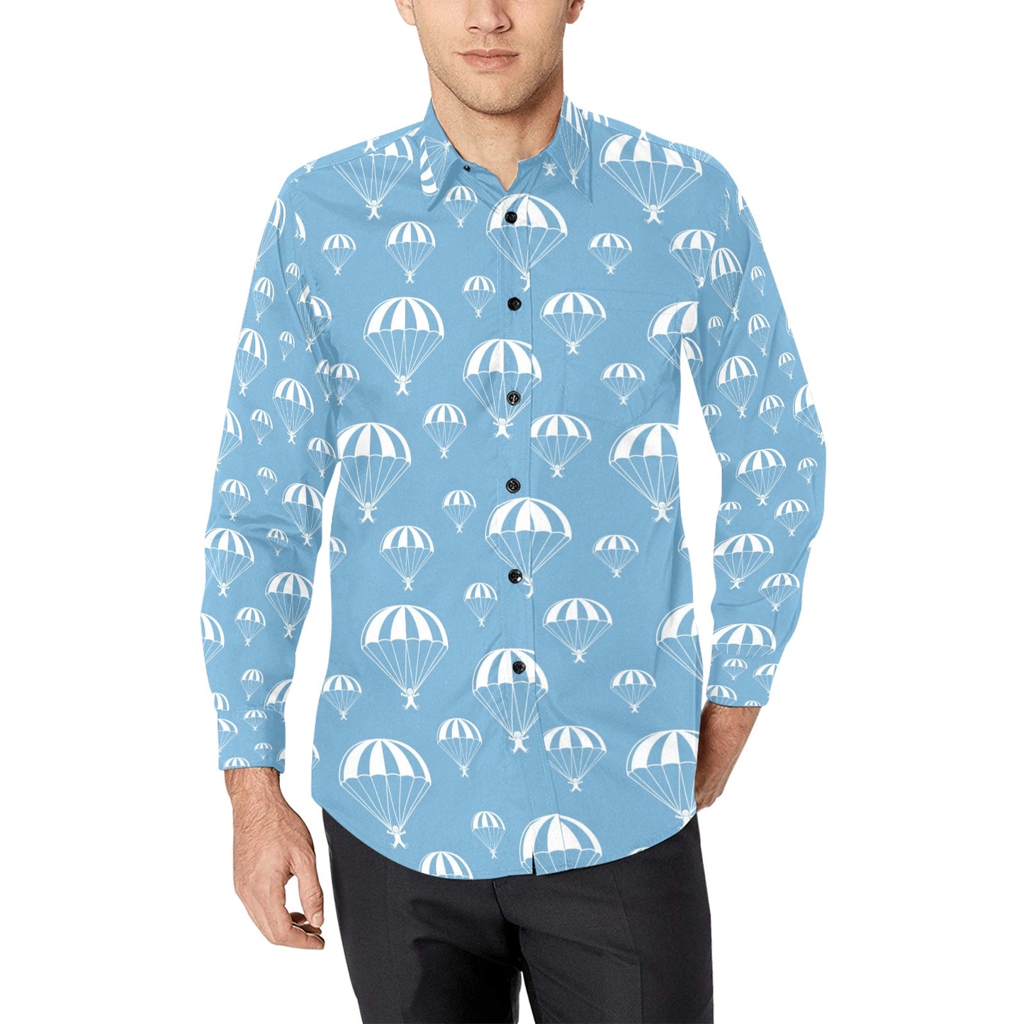 Skydiver Print Design LKS305 Men's Long Sleeve Dress Shirt