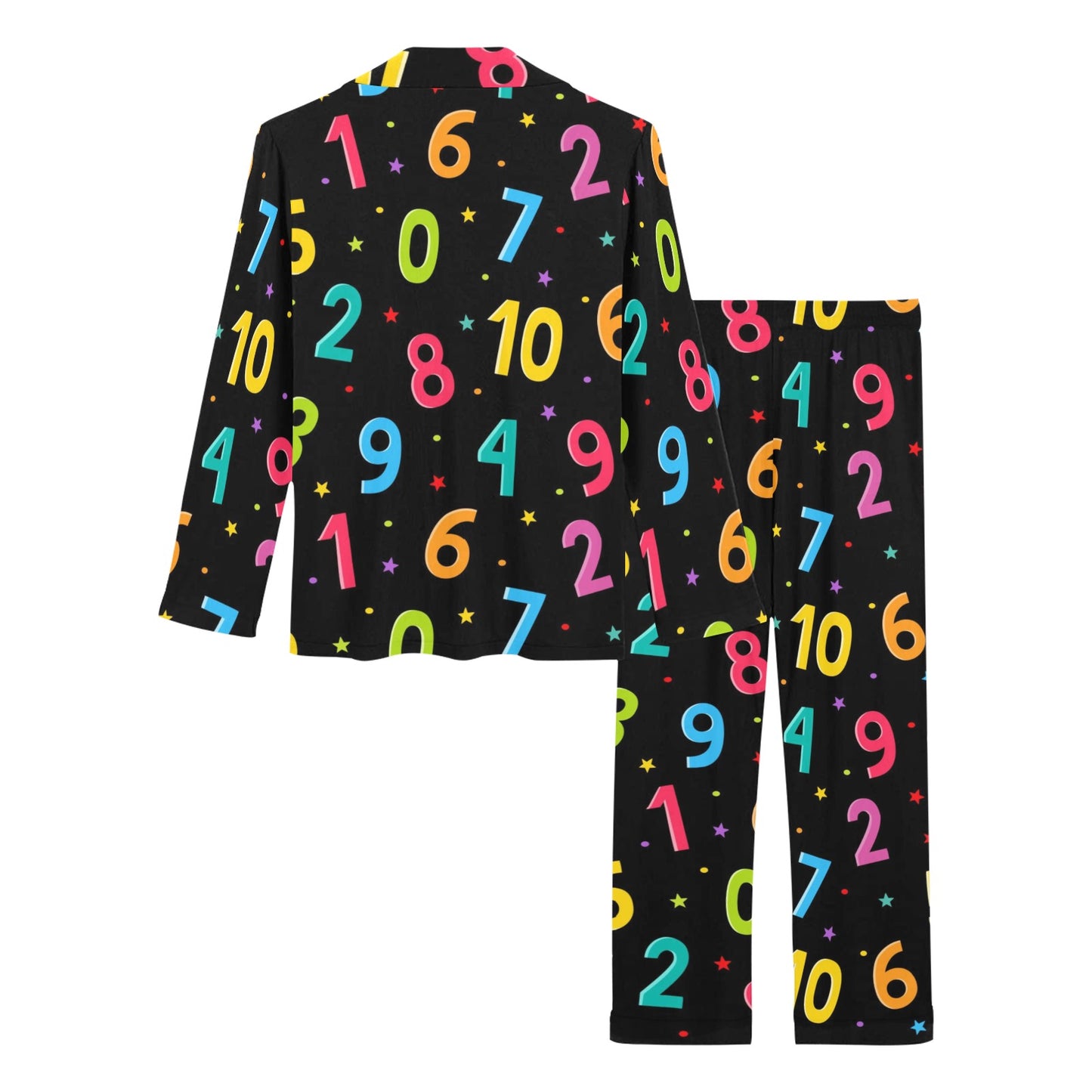 Number Pattern Print Design A04 Women's Long Pajama Set