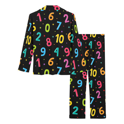 Number Pattern Print Design A04 Women's Long Pajama Set