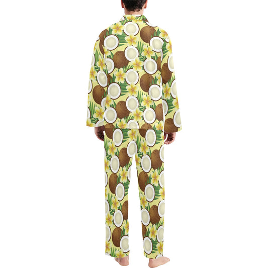 Coconut Pattern Print Design CN02 Men's Long Pajama Set