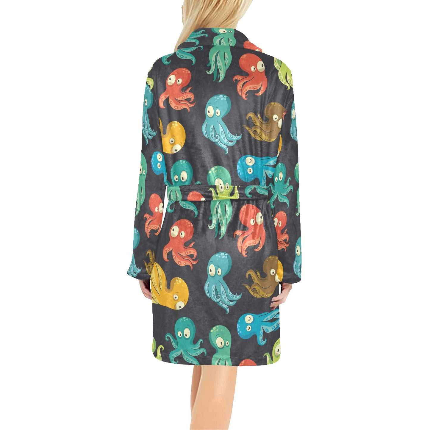 Octopus Pattern Print Design A01 Women's Fleece Robe