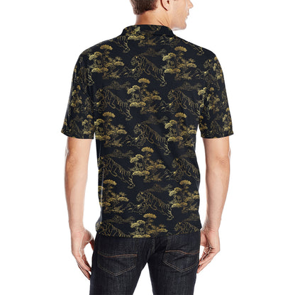 Tiger Japan Style Print Design LKS305 Men Polo Shirt