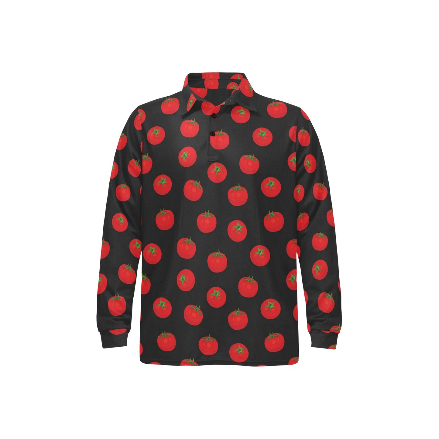 Tomato Print Design LKS305 Long Sleeve Polo Shirt For Men's