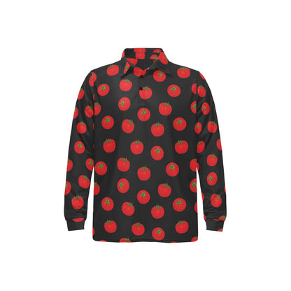 Tomato Print Design LKS305 Long Sleeve Polo Shirt For Men's