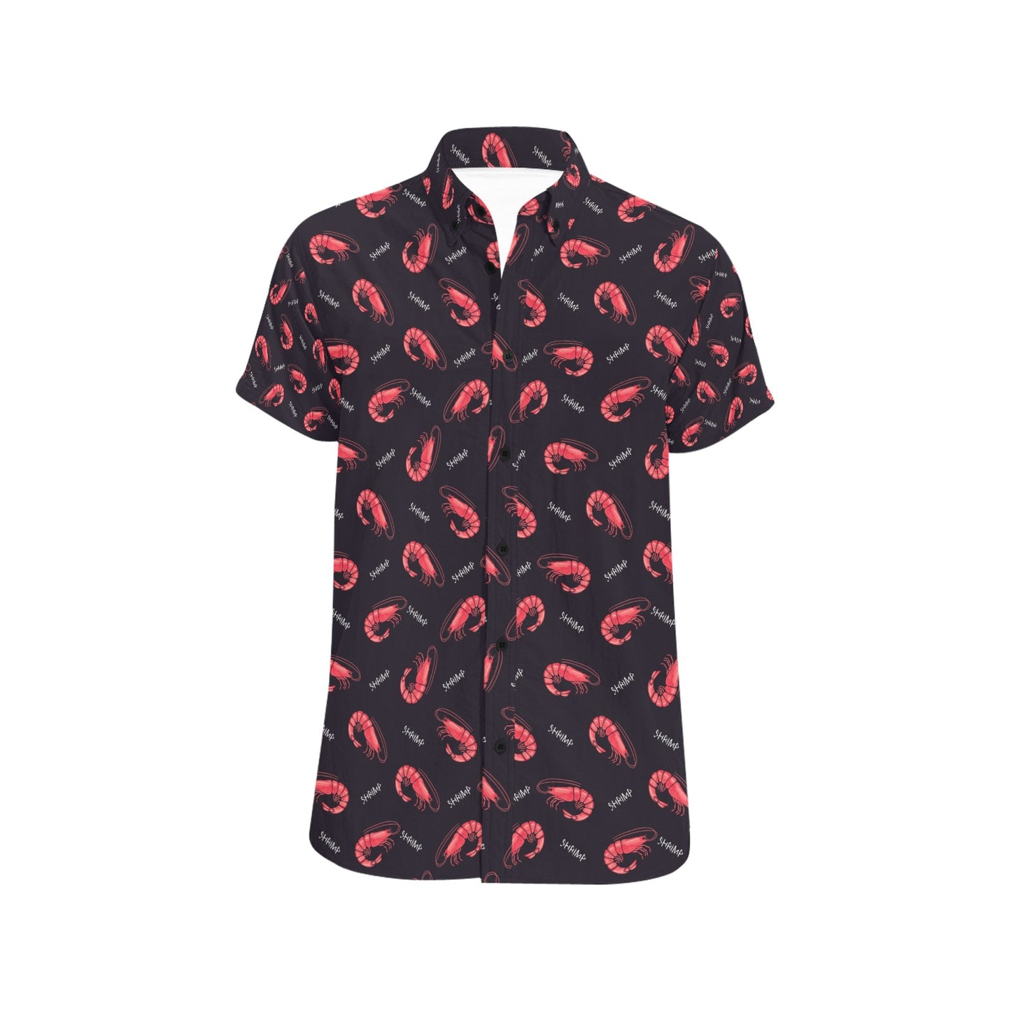 Shrimp Print Design LKS302 Men Short Sleeve Button Up Shirt