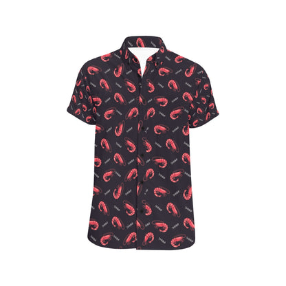 Shrimp Print Design LKS302 Men Short Sleeve Button Up Shirt